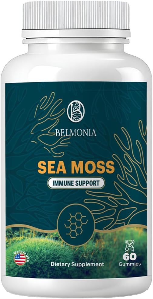 Gummées de mousse de mer — Immune Force et santé de la peau, Ours de mousse de mousse biologique, 60 Comte, Vegan, Superfood Supplément à croquer pour l'endurance et la santé