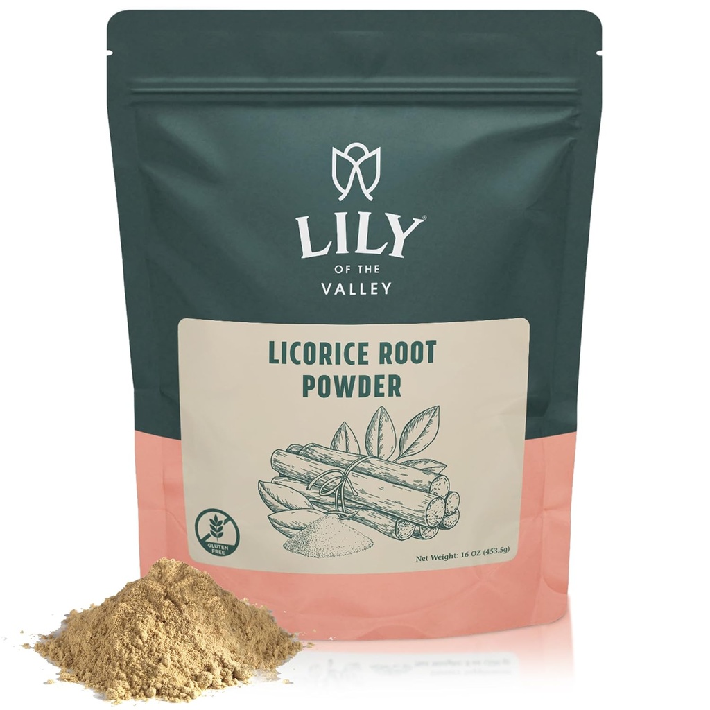Lily of the Valley Licorice/Liquorice Root Powder - Ground Mulethi Source from India - Natural Swetener - Vegan & Gluten-Free - Verpakt in Hersluitbare Pouch (16oz, 453g)
