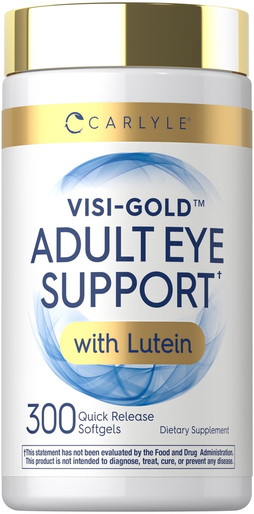 Support pour les yeux adultes Carlyle : 300 capsules avec lutéine et zéaxanthin.
