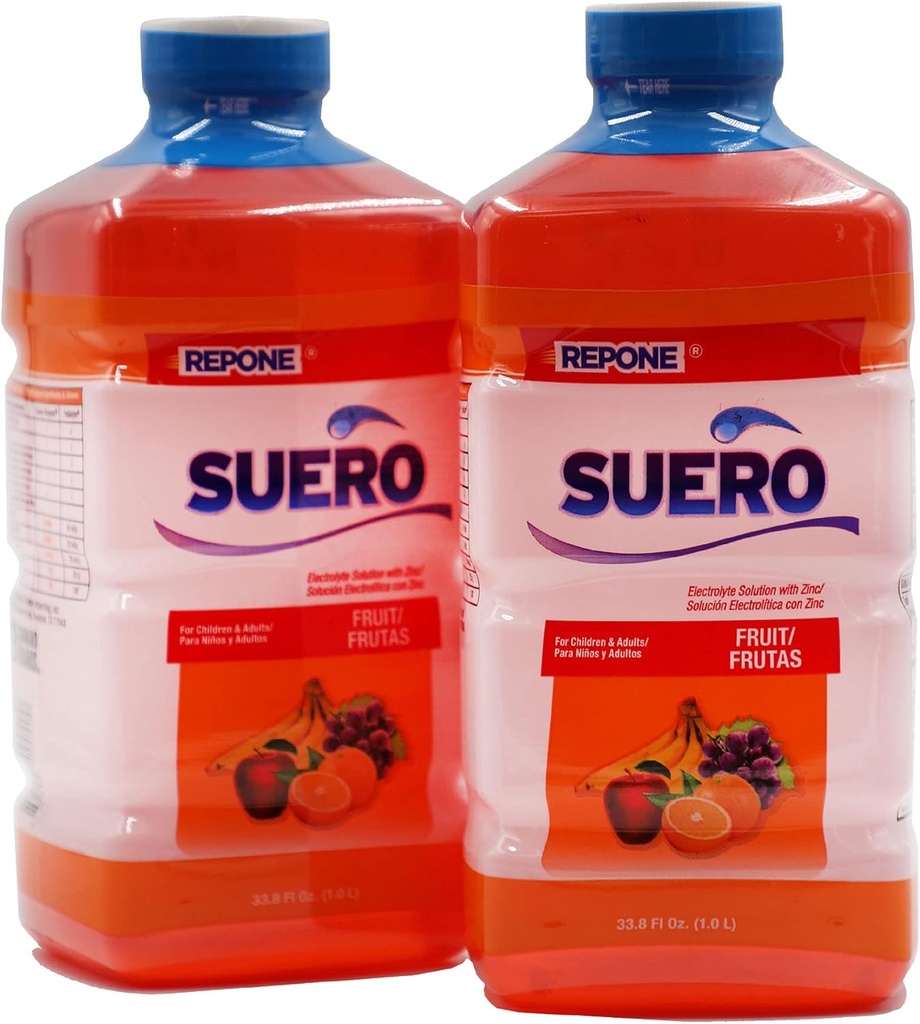 Solution d'électrolyte SUERO avec zinc, réhydrate, restaure des minéraux et des éléments nutritifs, goût de fraise, 33,8 Fl Oz (paquet de 2)