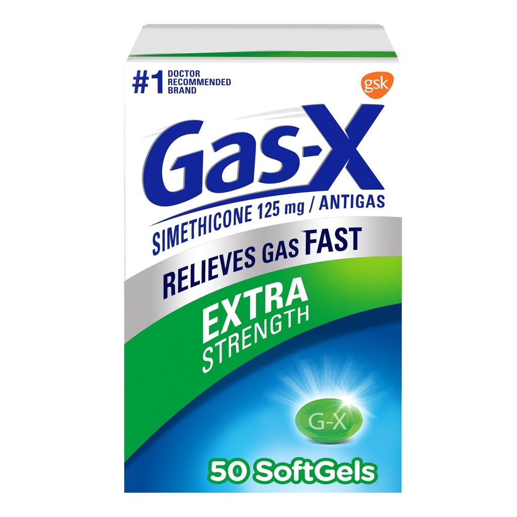 Gas-X Extra sterkte gasrelief Softgels met Simethicon 125 mg - 50 Tellen