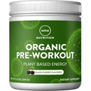 MRM Nutrition Poudre de pré-entraînement biologique - femmes et hommes, 150 mg de caféine naturelle et adaptogènes, énergie pure, focus et flux sanguin, végétalien, certifié biologique, non-OGM - 20 portions, saveur de cerise noire
