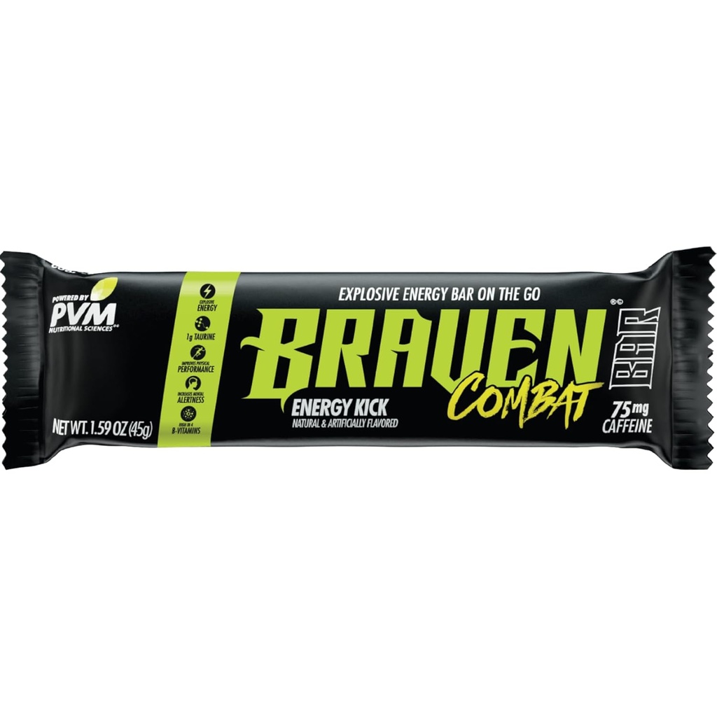 Braven Combat Energy Kick Energy Bars met Cafeïne (1.59 oz, Pack van 20) 