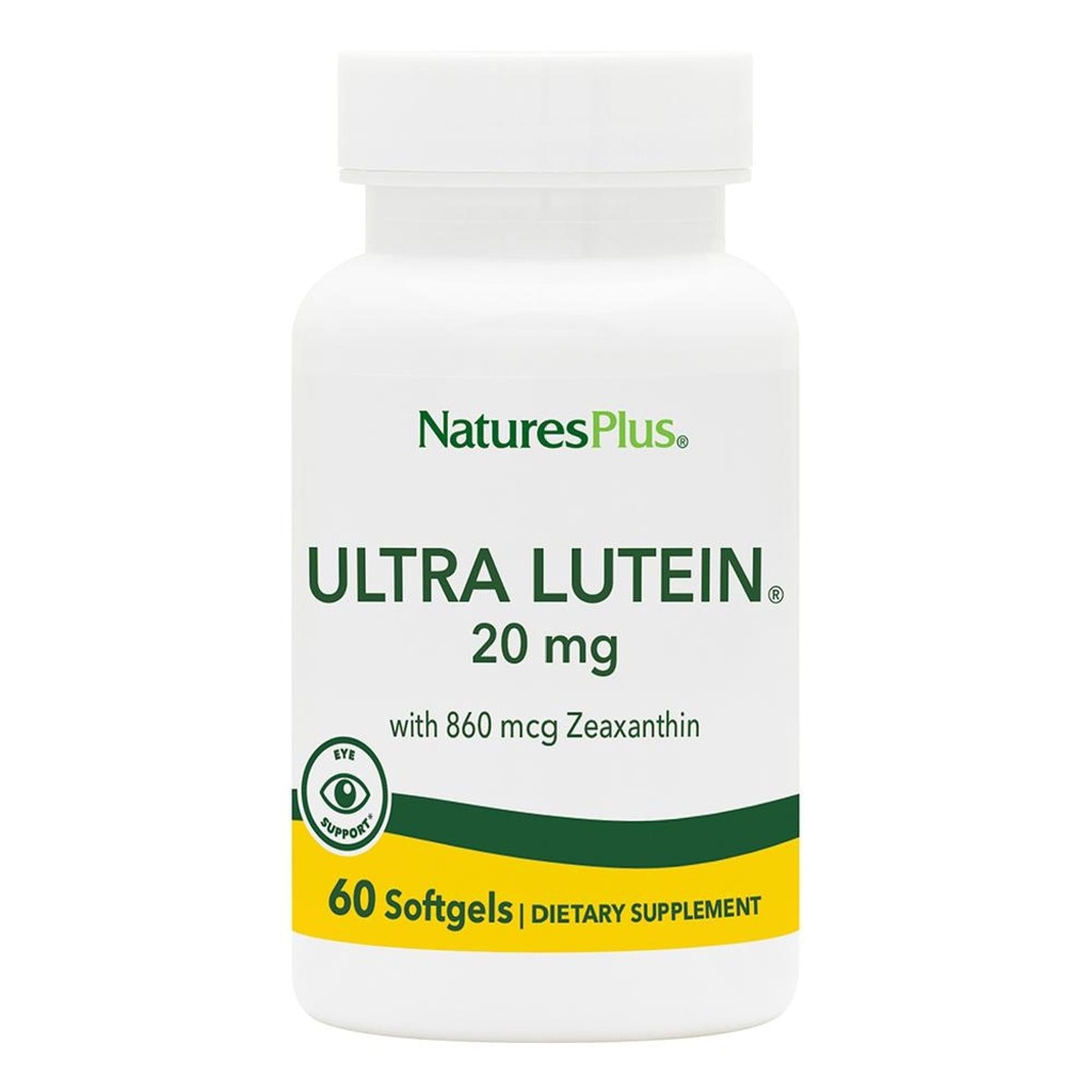 NaturesPlus Ultra Lutein 20 mg - 60 Softgels - Soutien nutritionnel pour la fonction oculaire saine - 60 portions