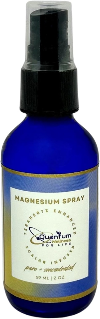 Magnesium Spray, Scalar Energy Infunded, Pure and Organic, Made in USA, Glass Packaging (2 oz Spray Bottle)