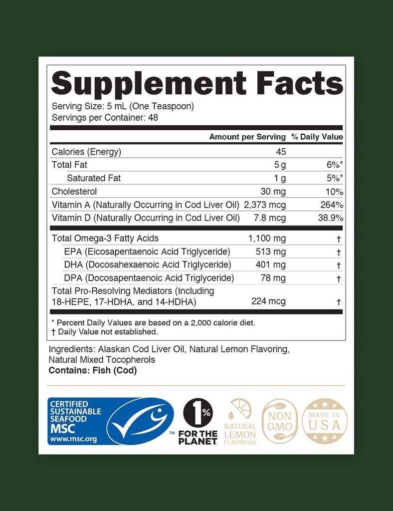 STEWARD - Wild-Caught Alaska Liquid Cod Liver Oil 8 oz.