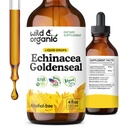Wild & Organic Echinacea Goldenseal Tinctuur - Immune Support Drops with Echinacea and Goldenseal Root Extract - Vegan, Sugar & Alcohol-Free Liquid Supplement - 4 fl oz