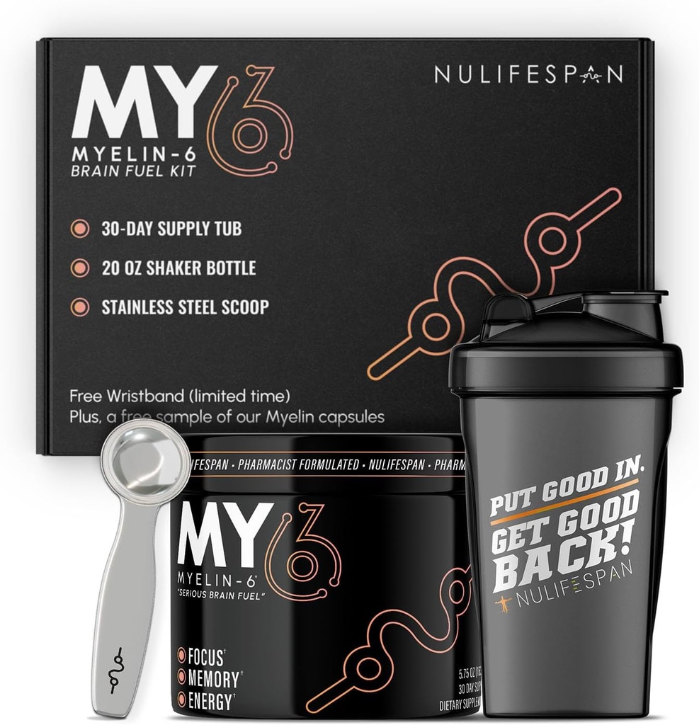 Myelin-6 Drinkmix - Focus Supplement & Brain Health met AlphaSize, L-Theanine, Teacrine, Geheugen en Cognitieve Functie Ondersteuning, Orange Tangerine Flavor, 30-Day (Drinkmix Pack)