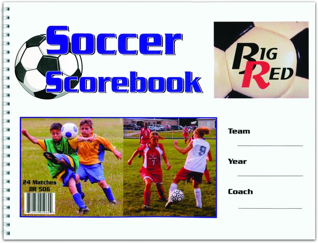 Grand livre de notes de football rouge