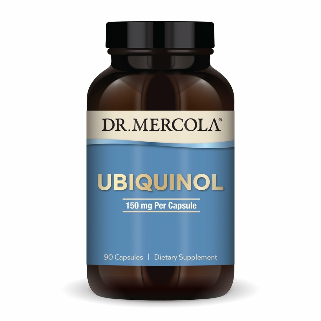 Dr. Mercola Ubichinol - 150 mg Ubichinol - Ondersteunt energieproductie - Antioxidantsupplement - Non-GMO, Glutenvrije & sojavrije - 90 capsules (90 porties)