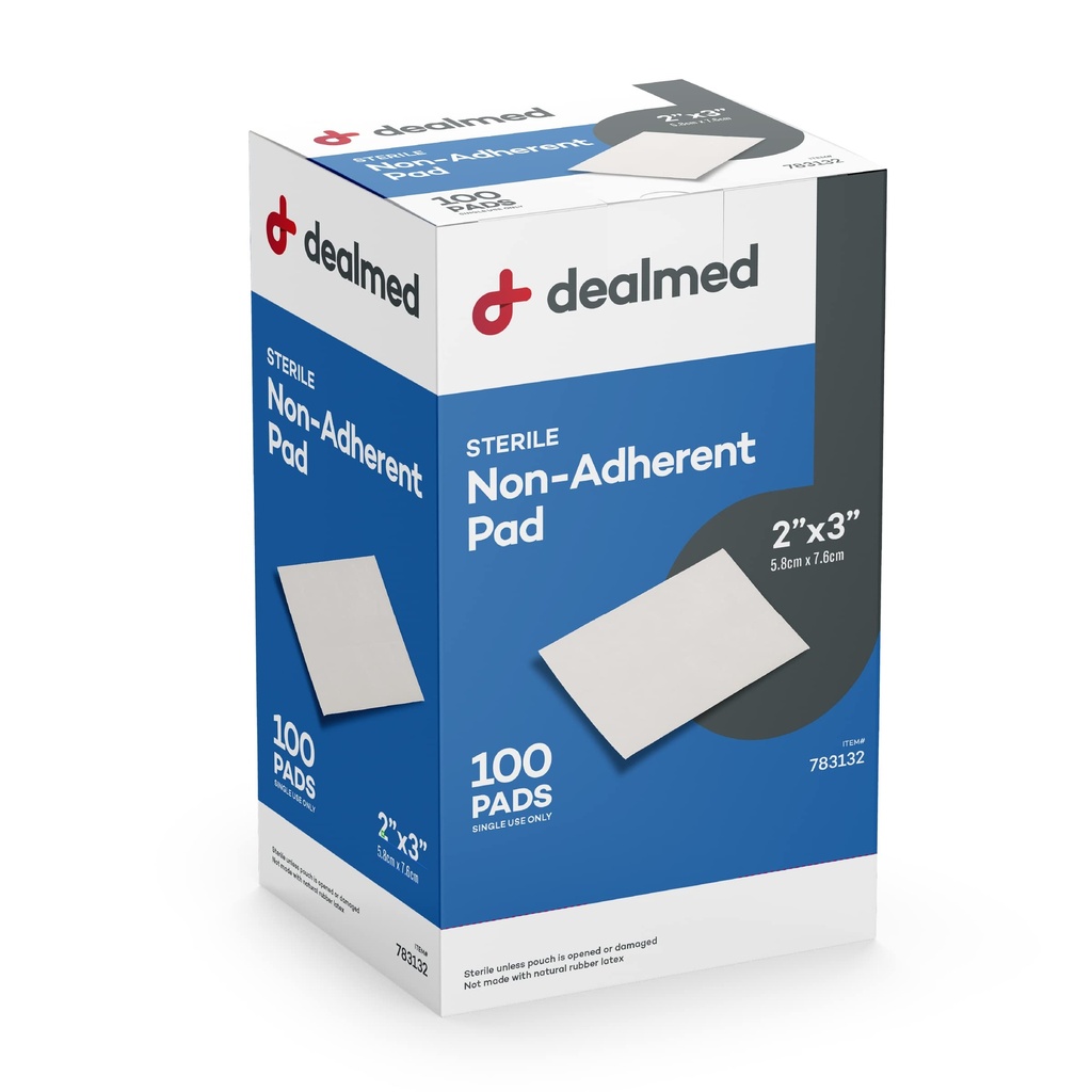 Dealed Steriele Niet-Adherent 2" x 3" Gauze Pads Niet-Adhesive Wound Dressing, Zeer Absorberend & Niet-Stick, Pijnloze Removal-Switch, Individueel Gewikkeld voor Extra Bescherming (Box van 100)