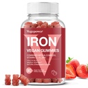 Iron Gummies Supplementen voor vrouwen en kinderen - Multivitamine met vitamine C voor energie-ondersteuning, Grote Proeverij Iron Gummy Vitaminen met Vitamine C voor Max Absorptie - Vegan, Aardbei 90 Tel.