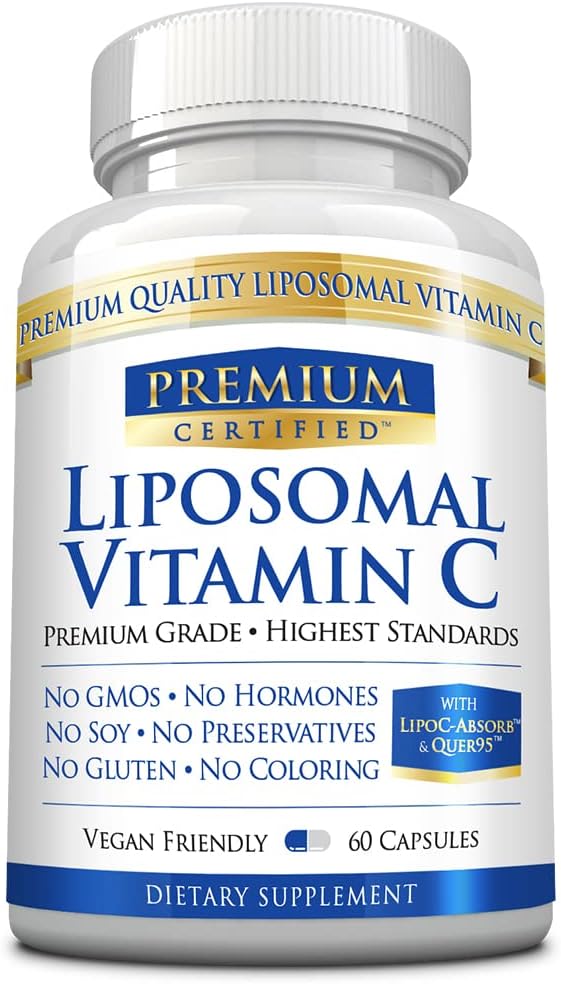 Liposomale vitamine C - 1100mg - 60 Capsules - Zacht op maag - met fosforlipiden en bioperine - Boost Immuunfunctie, antioxidant eigenschappen, en collagen productie