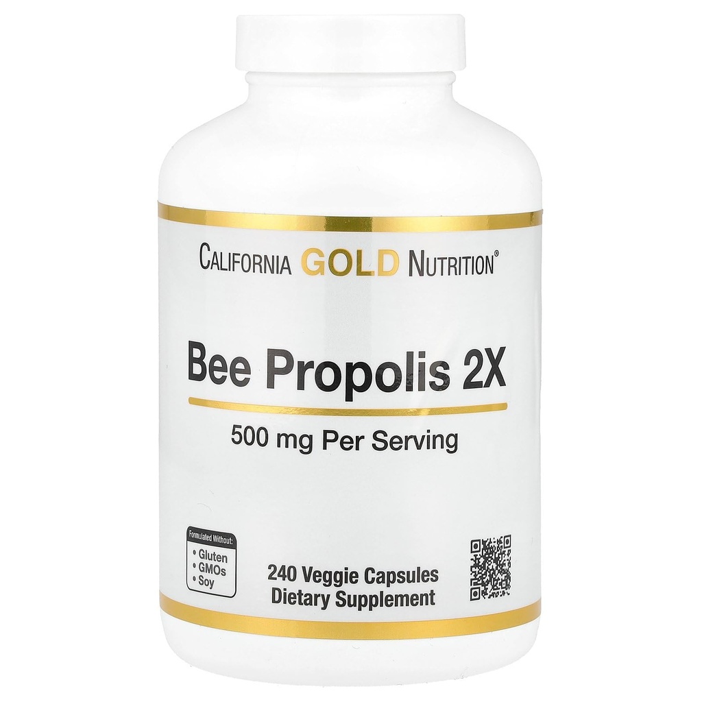 California Gold Nutrition Been Propolis 2X Potency, Extrait concentré 500 mg, équivalent à 1000 mg de Propolis naturelle, soutien immunitaire santé et vitalité*, 240 capsules de légumes