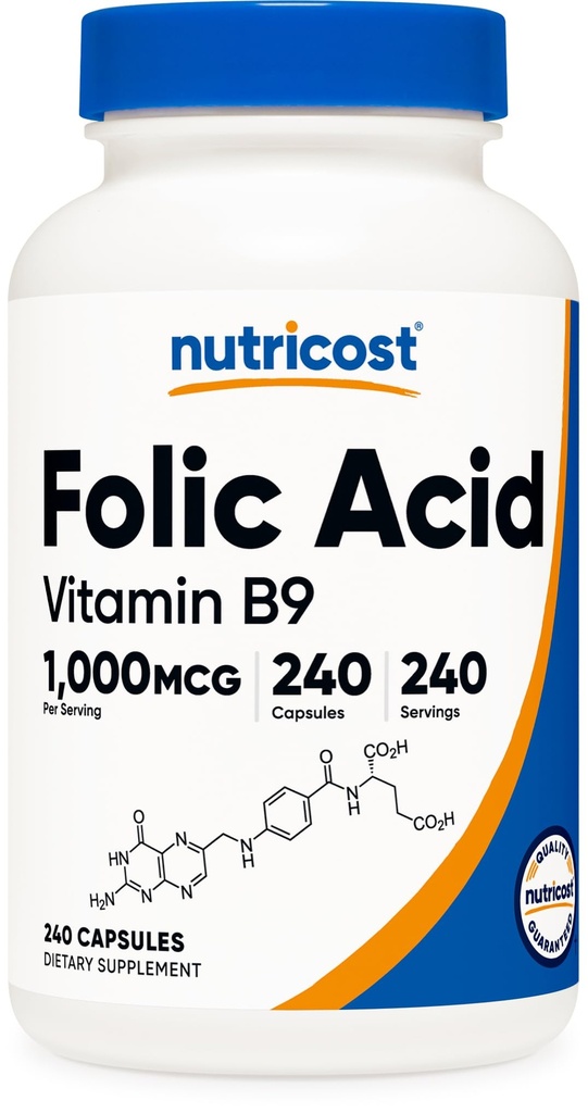 Nutricost Foliumzuur (Vitamine B9) 1000 mcg, 240 capsules