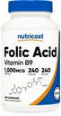 Nutricost Foliumzuur (Vitamine B9) 1000 mcg, 240 capsules