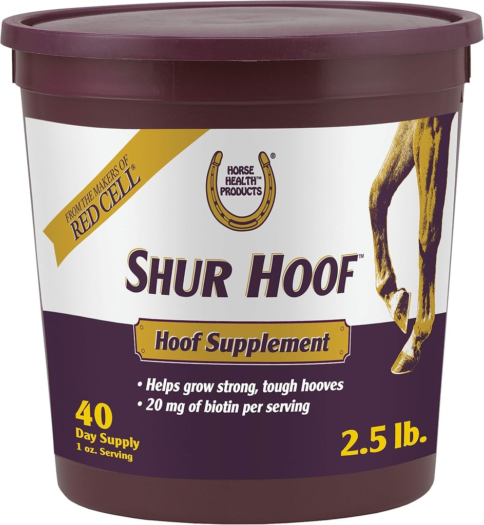 Horse Health Shur Hoof Hoof Supplement voor paarden, helpt groeien sterk, zware hoeven, 2,5 pond, 40 dagen levering