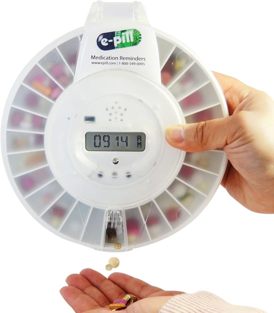 e-Pill MedTime Pro - Secure Locked Automatic Pill Dispenser met duidelijke deksel voor eenvoudige monitoring en betrouwbare medicatiebeheer