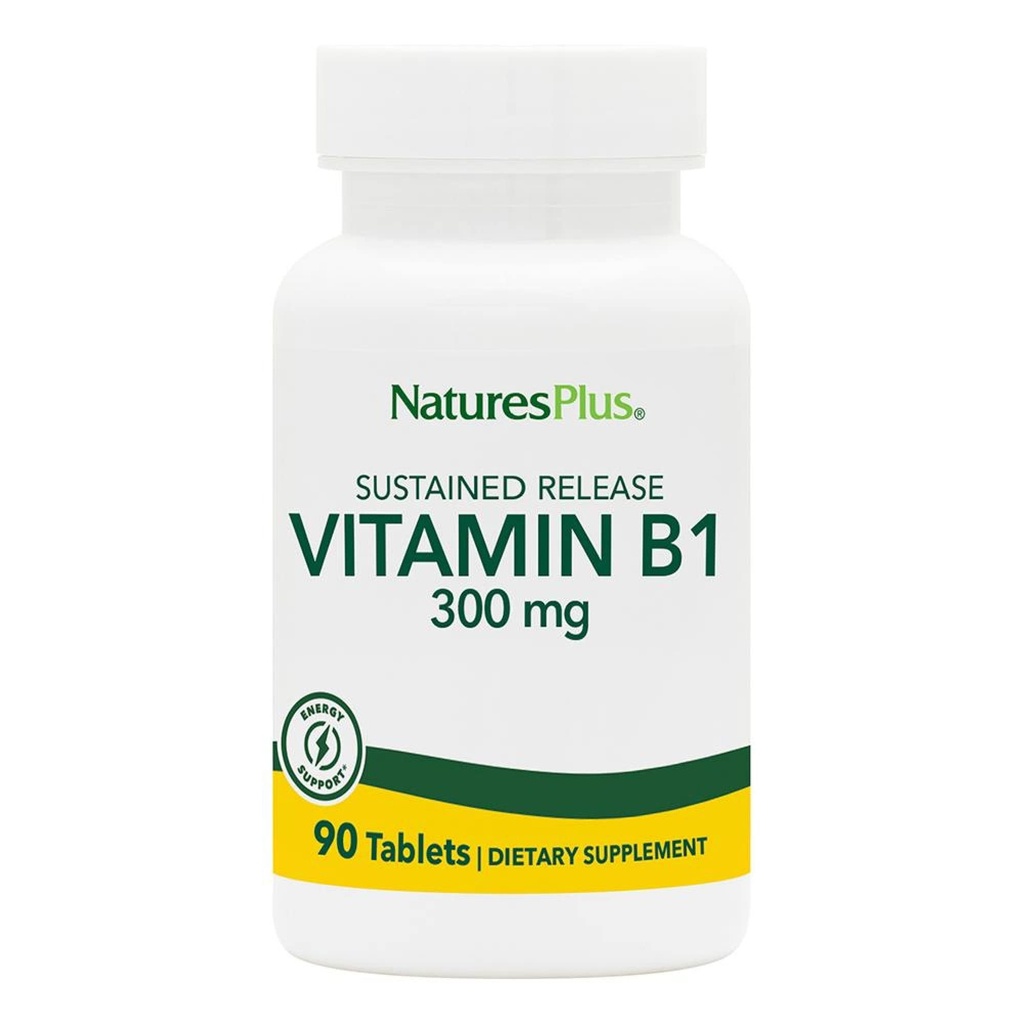 Natures Plus Vitamine B1 (Thiamin HCI), Sustained Release - 300 mg, 90 Vegetarische tabletten - Glutenvrij - 90 porties