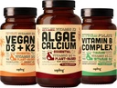 Algae Calcium & Vegan D3 + K2 & Vitamine B - Supplément de calcium des algues rouges, 4000 UI Vitamine D3 et 100mcg Vitamine K2, Vitamines essentielles B