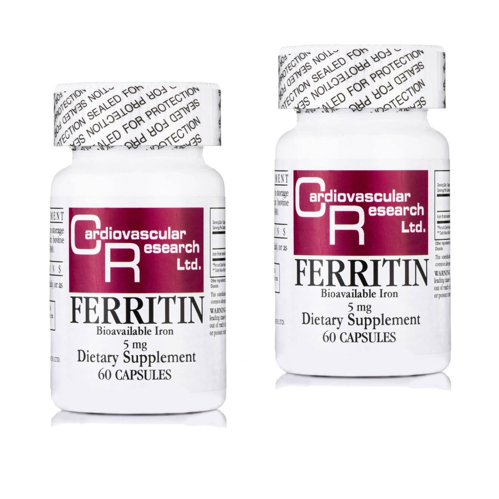 Recherche cardiovasculaire Ferritin supplément de fer pour les femmes et les hommes 5 mg 120 Capsules - 2 Pack Saver