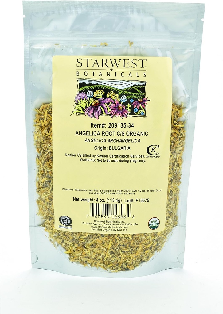 Starwest Botanicals Biologische Angelica Root C/S, 4 Ounces