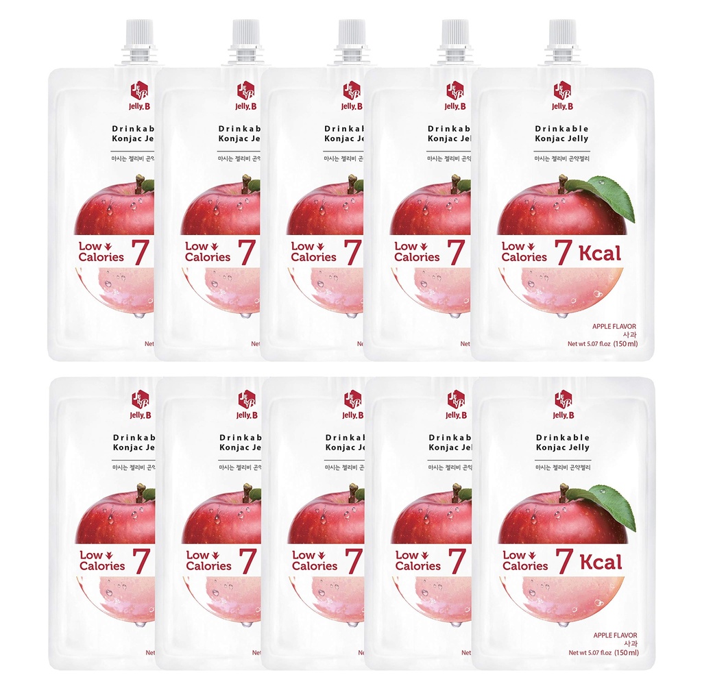 JELLY B Jelly Konjac buvable (10 boîtes de 150ml) - 0 gramme de sucre, seulement 6 kcal Chaque paquet (Apple)