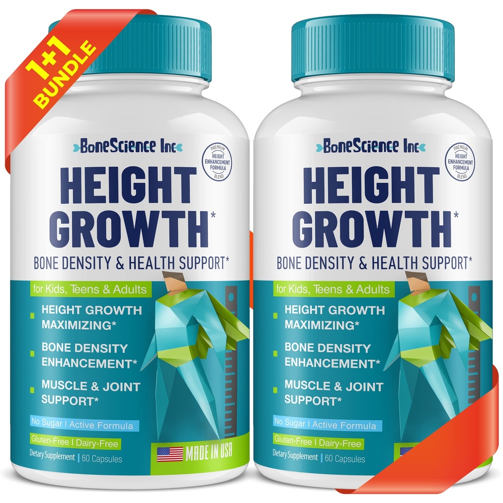 (Pack of 2) Hoogte Growth Maximizer - Made in USA - Natural Height Increase Booster & Bone Growth Pillen - Grow Taller Supplement voor volwassenen, tieners & kinderen - Vitaminen voor jongens & meisjes te krijgen Taller