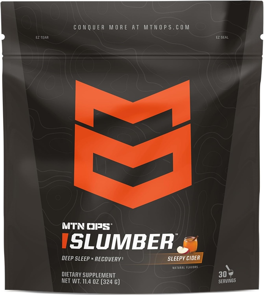MTN OPS Slumber Sleep Aid for Muscle Recovery & Deep Sleep, Sleepy Cider Support Powder Drink Mix, 30 Servings
