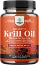 Antarctica Krill Oil 2000mg Softgels Per Serving - Omega 3 Krill Oil Supplement met EPA DHA & Astaxanthine - 3rd Party Lab Getest Geen Gluten GGO's of Fishy Aftersmaak - 2 maanden