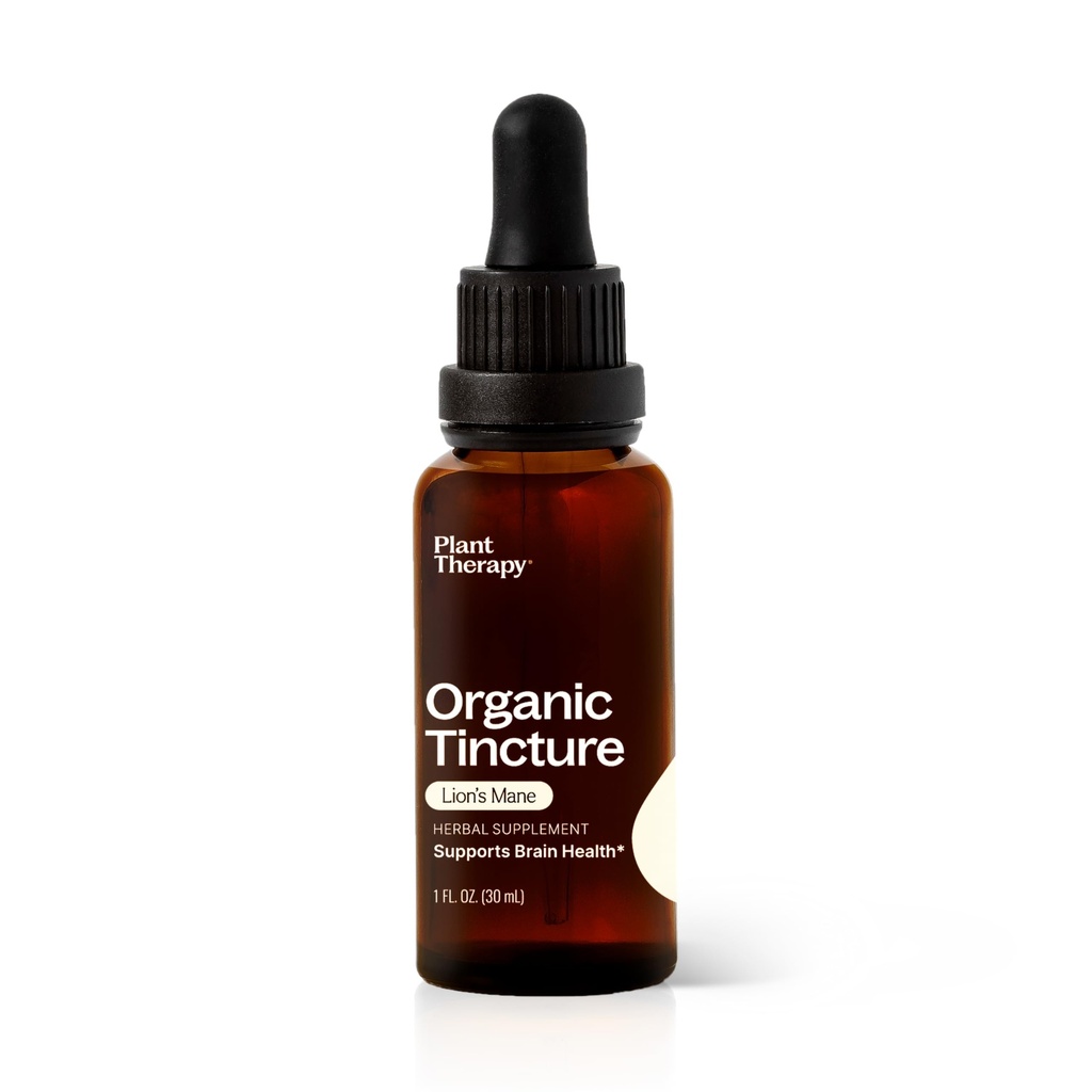 Thérapie végétale Teinture organique de lion 30 mL (1 oz) soutient la santé cérébrale, la clarté mentale et la mémoire, le procédé d'extraction Potentiel et naturel, végétalien, non OGM, sans gluten, liquide, 1 bouteille