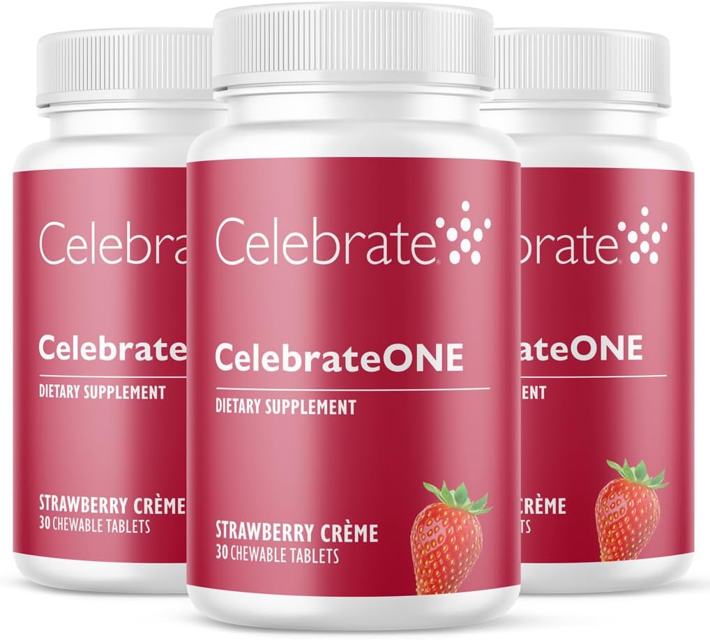 Célébrez les vitamines Célébrez les croustilles, sans fer - Multivitamine bariatrique une fois par jour, vitamines et minéraux essentiels - Supplément gastrique pour la gastrectomie - Creme de fraise (90 comprimés)