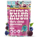 Gommies de sommeil SuperMush pour adultes - Supplément de champignons avec Citrate de magnésium, L-Theanine, Chaga, Reishi & Camomille pour sommeil profond, REM & Detox - Vegan & sans sucre - 60 Gommies (30 portions)