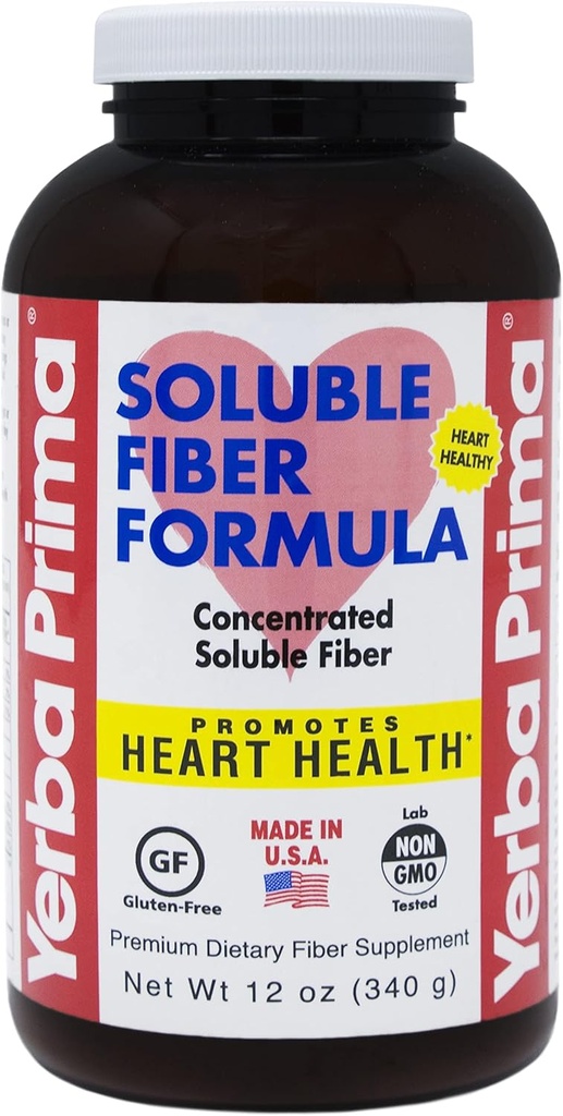 Yerba Prima Oplosbare vezel Formula Powder, 12 Ounce - Premium Dietary Fiber Supplement, Natuurlijke, Geconcentreerde Oplosbare vezel, Glutenvrij, Niet-GMO, Made in USA