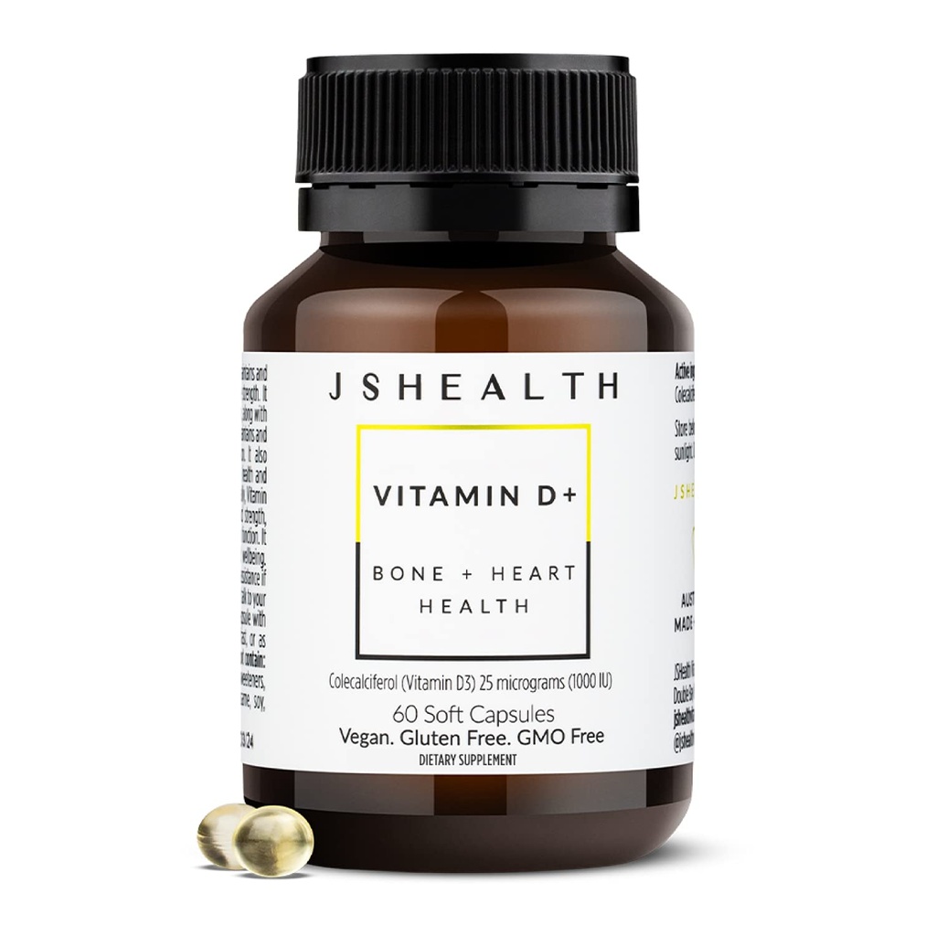 JSHealth Vitamine D3 1000iu Supplement voor gezonde spierfunctie, bot en hart gezondheid, en immuunondersteuning