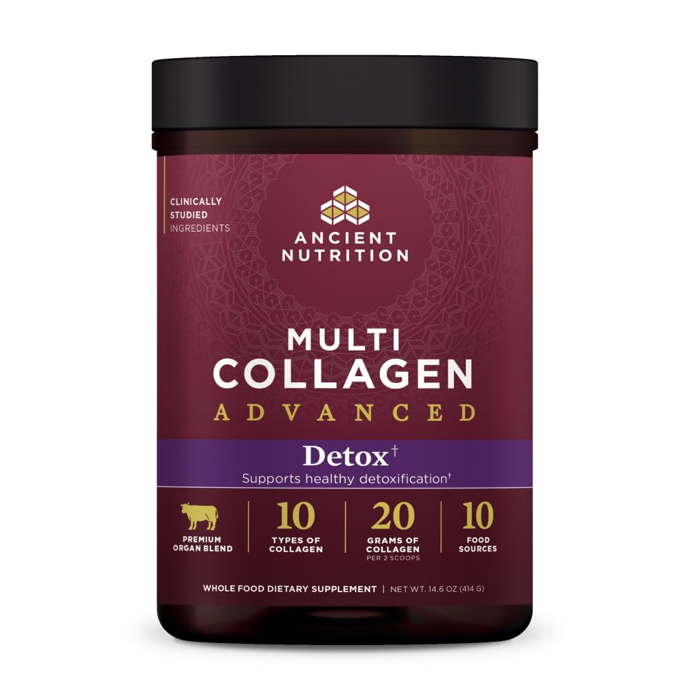 Ancient Nutrition Advanced Multi Collageen Protein Powder Cleanse & Detox, Unflavored, 36 Servers