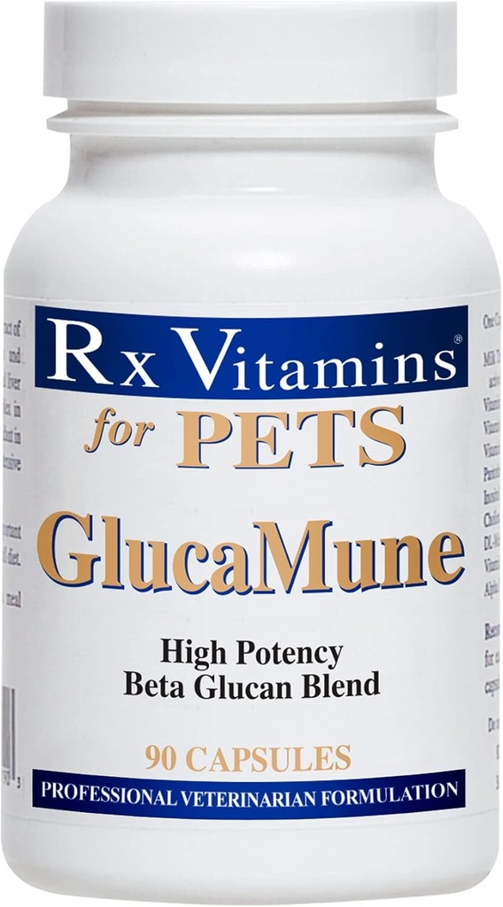 Rx Vitaminen GlucoMune - Hond & Cat Immune Support Supplement met Beta Glucan - Dagelijkse vitamines voor binnenkatten - Hulp bij Feline & Canine Wound Care, Gut Health - 90ct