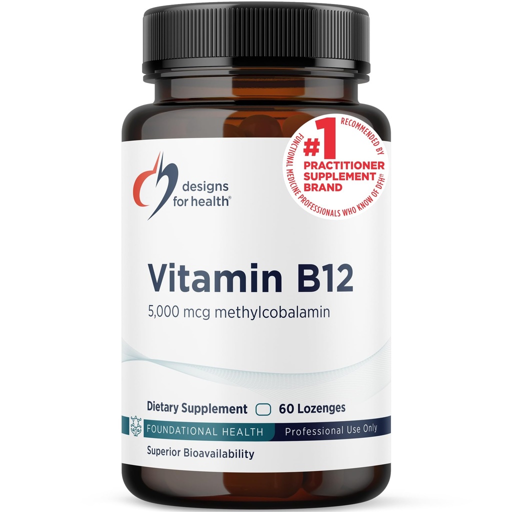 Designs for Health Vitamin B12 Lozenges - B12 Vitamines 5000 mcg Methylcobalamine - Vitamine B12 Supplementen - Vegan + Niet GGO, Natuurlijke Bessensmaak (60 Quick Solution Lozen)