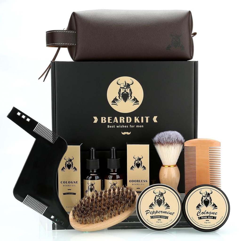 Beard Care Kit Gifts for Men, 9 Pcs Beard Grooming Kit, Beard Club Kit is a Unique Men's Gifts for Dad Husband Boyfriend, Father's Day Anniversary Birthday Wedding Christmas Gift Ideas for Him Boss