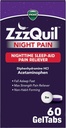 ZzzQuil Night Pain GelTabs, Nighttime Pain Relief, Slaaphulp Tablets, Difenhydramine HCl en Acetaminophen, No.1 Slaaphulp Merk, Max Strength Pain Reliever, 60 GelTabs