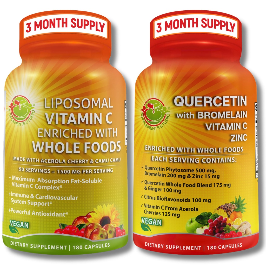 Quercetine met bromelaïne, vitamine C & Zink + liposomale vitamine C 1500mg 