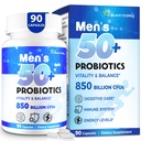 Probiotica voor mannen, Geavanceerde 50+ Heren Probiotica, Uitgebreide Gut & Energy Ondersteuning met 850 miljard CFU, 1800mg Prebiotica Vezel . . Op maat Wellness mens probiotica voor darmgezondheid meer dan 50, 90 Capsule