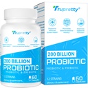 200 miljard Cfus 12 Strains Probiotic, met 3 Organische Prebiotica, Probiotica voor Vrouwen Mannen, Dagelijkse Supplement voor Immune, Gut, Digestieve Gezondheid, Plank Stable, Niet GGO, 60 Caps (60-Days Supply)