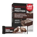 MUSASHI High Protein Bar, 45g Protein, 2g Total Sugars, Milk Chocolate Brownie, Post Workout en Proteïne Snack On The Go, 12 Pack of 3.2oz (90g) Bars
