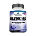 Melatonine 25 mg per één tablet, 120 kauwtablet met L-Theanine en vitamine B-6, ondersteunt gezonde slaapcyclus, bevordert kalmerende en rustgevende slaap, veganist, non-GMO, Made In USA