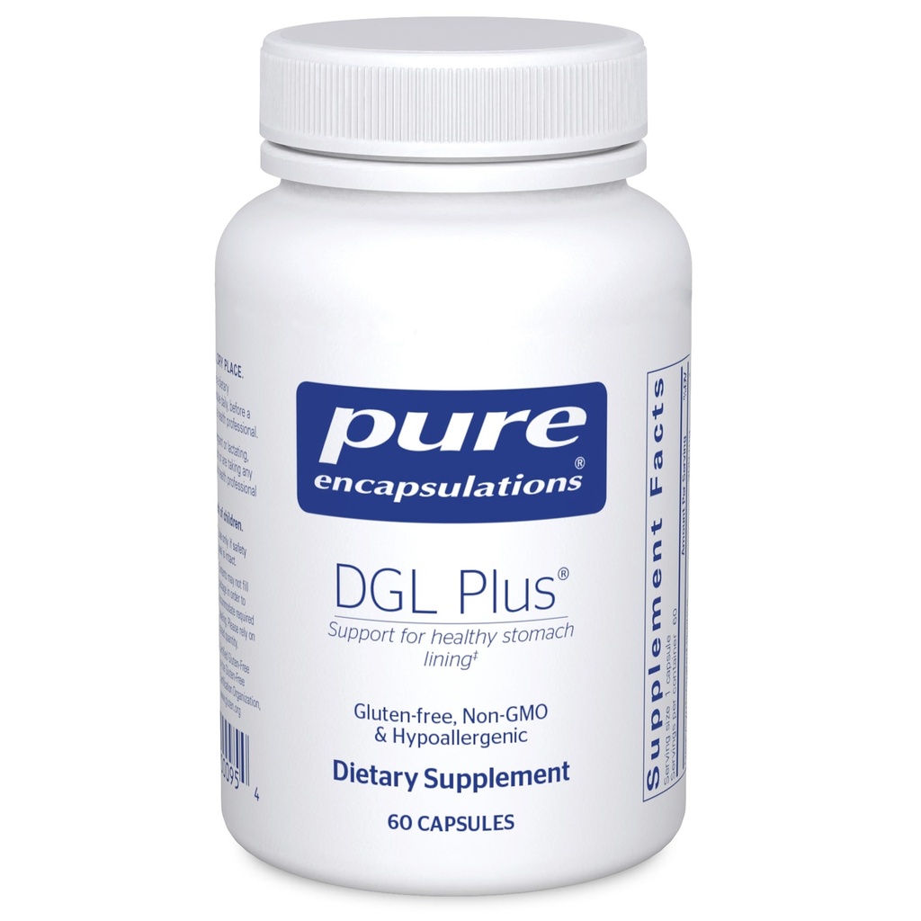 Pure Encapsulations DGL Plus - Gut Health Supplements for Men & Women - with Marshmallow Root, Aloë Vera Extract & Slippery Elm Bark - Non-GMO & Vegan - 60 Capsules