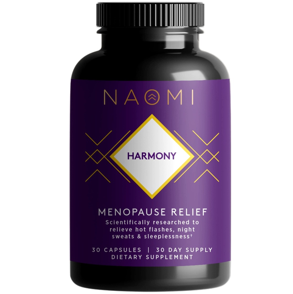 Supplément NAOMI Harmony Ménopause – Soutien de balance hormonale pour les flashs chauds – 30 Capsules Veggie