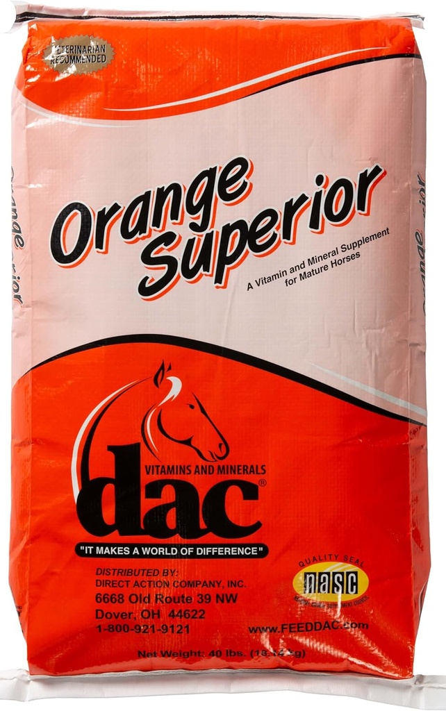 DAC VITAMINES EN MINERALEN "IT MAKES EEN WERELD VAN VERDELING" Orange Superior 40lbs
