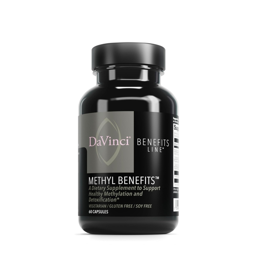 DAVINCI Labs Methyl Benefits - Supplément alimentaire pour favoriser une méthylation, une désintoxication et une production énergétique saines* - avec vitamine B6, B12, folate et plus - sans gluten - 60 capsules végétariennes