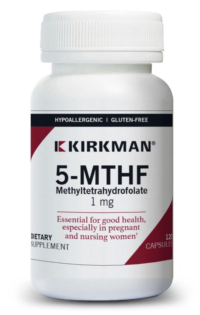 Kirkman 5-MTHF - Hypoallergeen - 120 Vegetarische Capsules - foliumzuur Essentieel voor een goede gezondheid